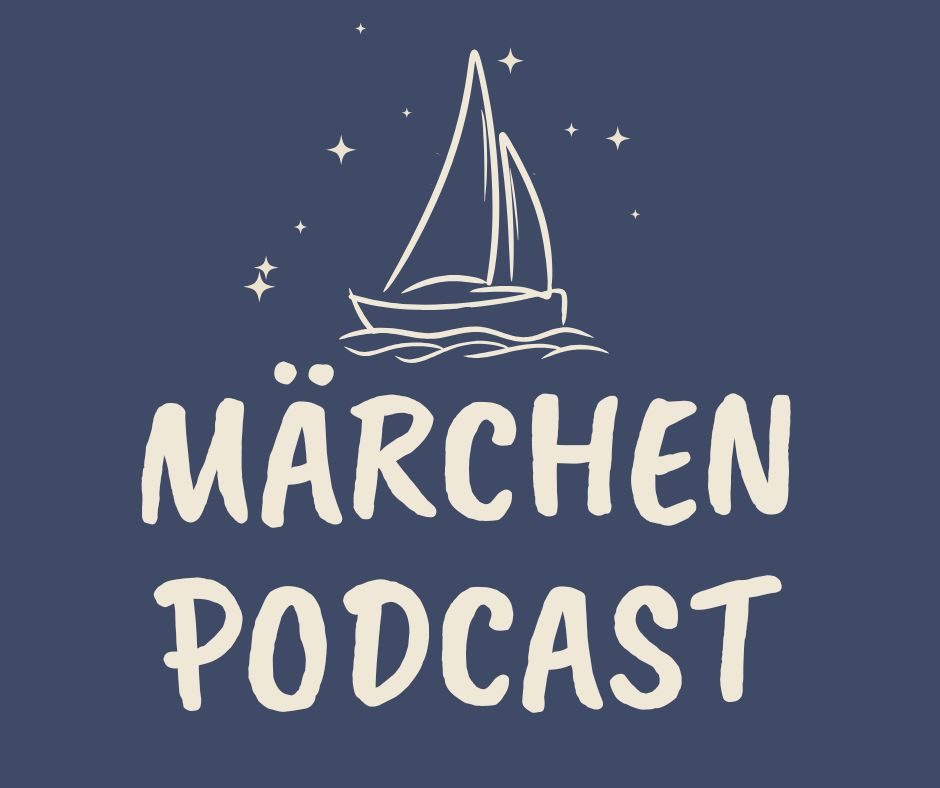 Märchenpodcast von Antoinette Lühmann, Cover vom Podcast mit Schriftzug und Segelschiff im Meer unter Sternenhimmel